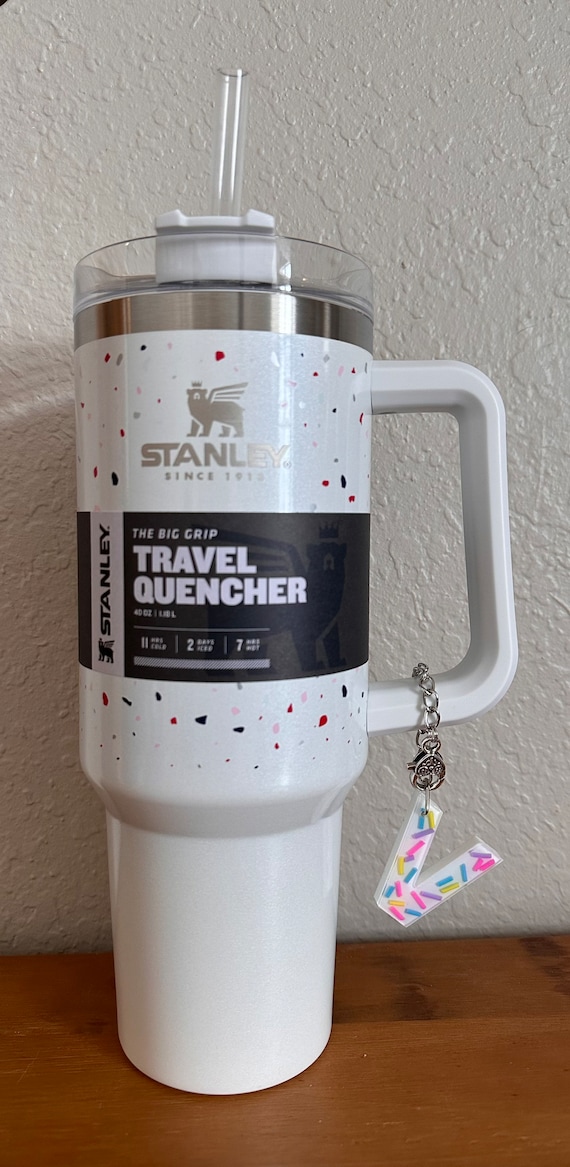 Stanley Travel Quencher Big Grip Tumbler Straw Cup 40 Oz Speckled Confetti  White