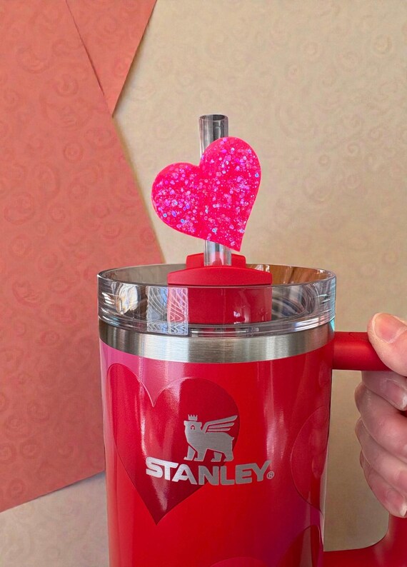 Straw Topper Heart Hot Pink Glitter Shiny Studded Cup Tumbler Toppers Neon  Valentines Day - Etsy Israel