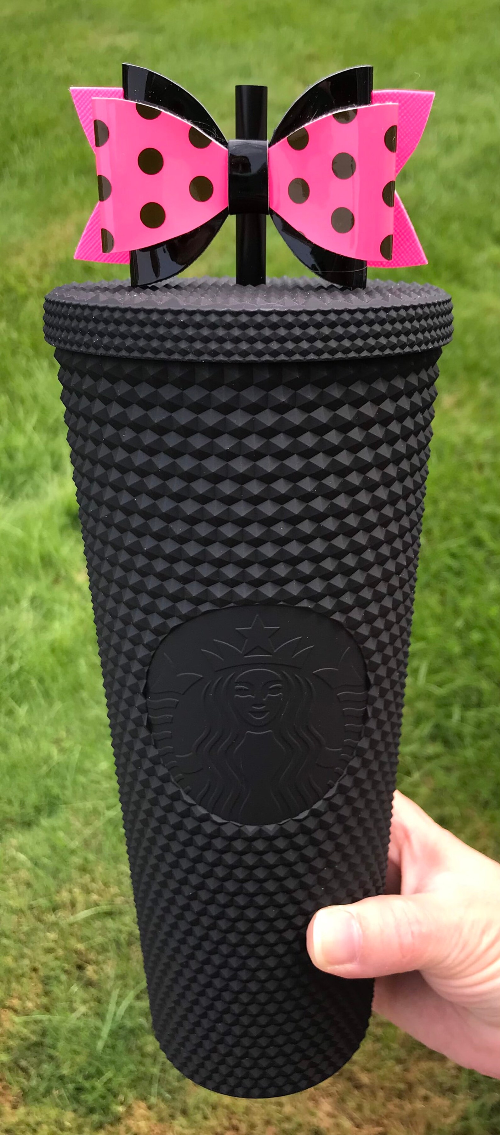 Bow Straw Topper Hot Neon Pink Black Polka Dots Glitter Fall Etsy