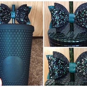 Bow Straw Topper Dark Forest Green and Black Grid Studded Winter Holiday Target Tumbler Toppers 2021 2022