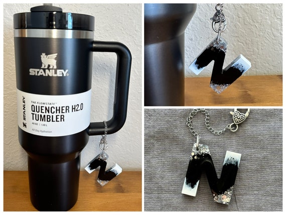 Cup Charm Keychain Handle Stanley 40oz 30oz Adventure Quencher Yeti Tumbler  Accessories Alphabet Initial Black White Silver Coffee Cup 