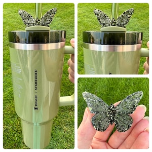 Straw Topper Butterfly Army Green Hammertone Glitter Shiny Cup Tumbler  Toppers - Etsy