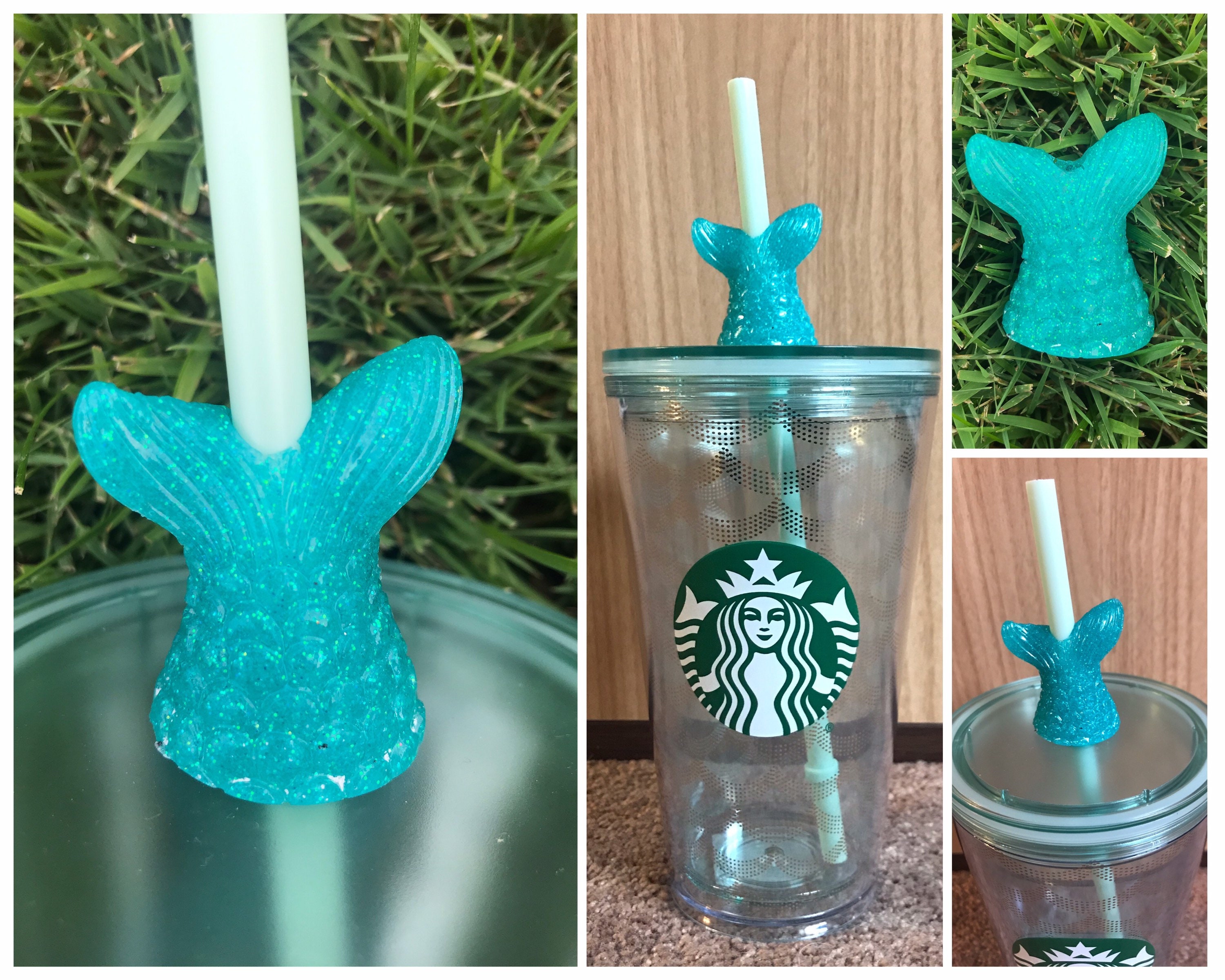 Super Cute Mermaid Resin Straw Topper For Starbucks Tumbler