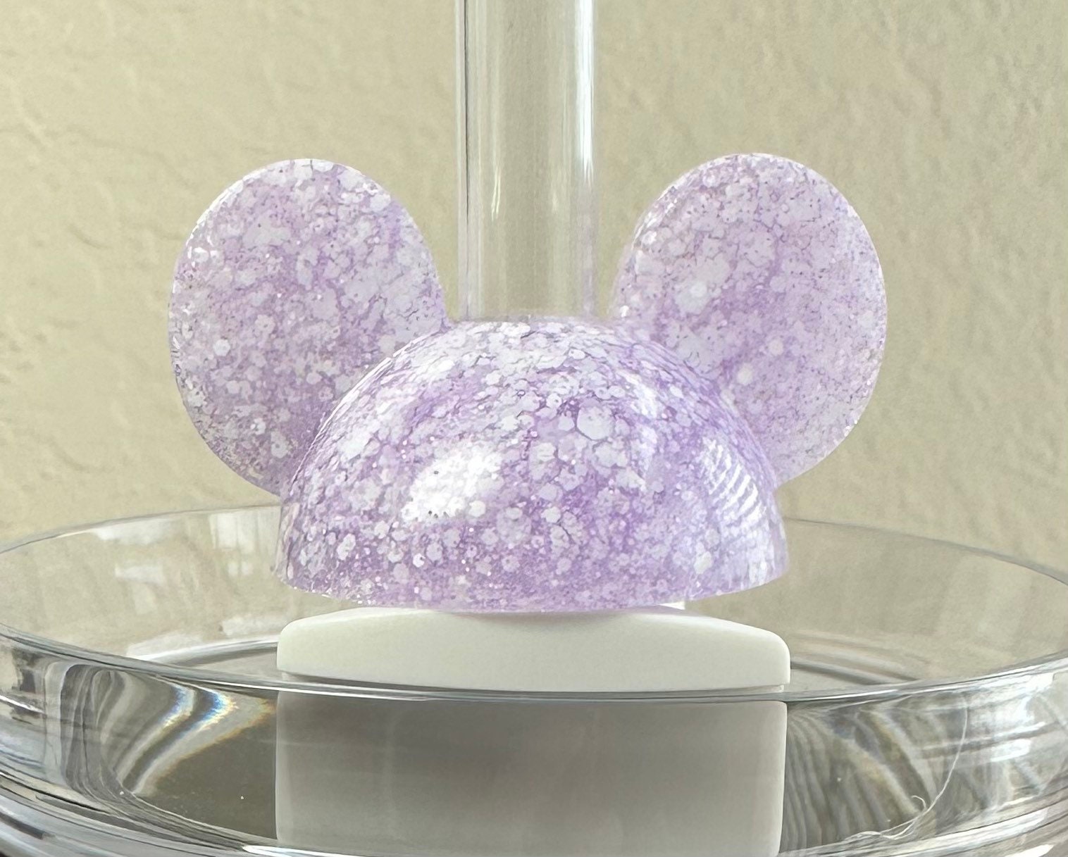Straw Topper Mouse Light Purple Lavender Lilac White Glitter Shiny Studded  Cup Tumbler Toppers 