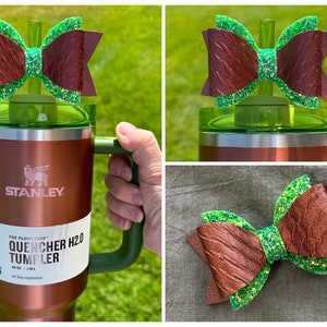 Bow Straw Topper Copper Green Watermelon Moonshine Glitter 40 ounce Handle Tumbler Toppers Lainey Wilson