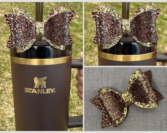 Bow Straw Topper Chocolate Gold Brown Tumbler Toppers