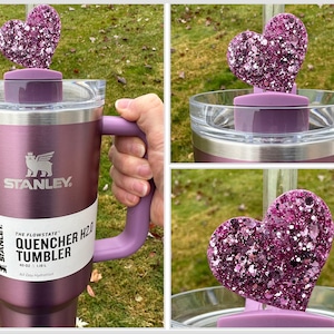 Straw Topper Heart Primrose Purple Glitter Shiny Studded Cup Tumbler Toppers
