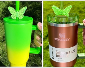 Straw Topper Butterfly Green Bling Glitter Shiny Cup Tumbler Toppers Watermelon Moonshine