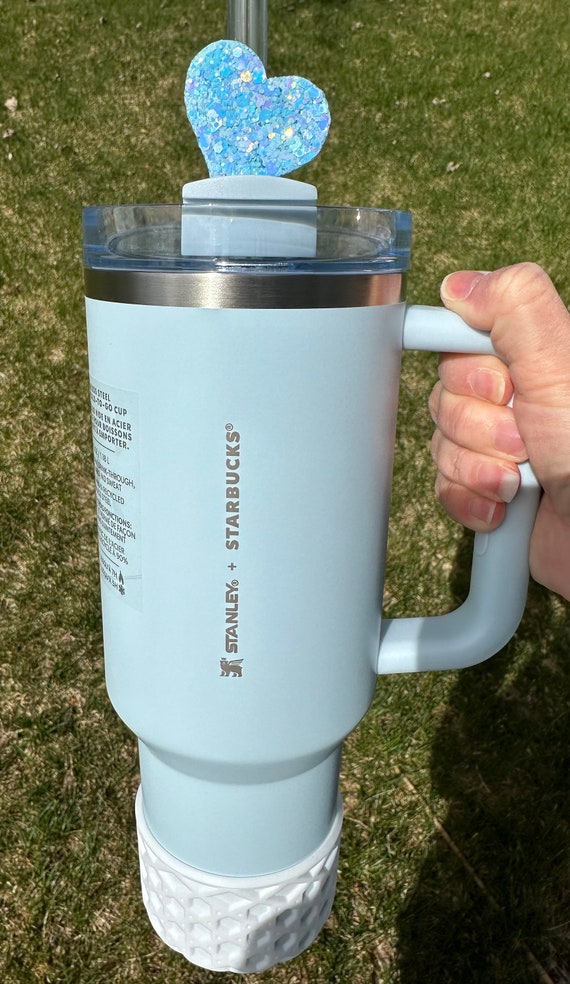 Straw Topper Heart Light Baby Blue Glitter Shiny Studded Cup Tumbler  Toppers - Etsy