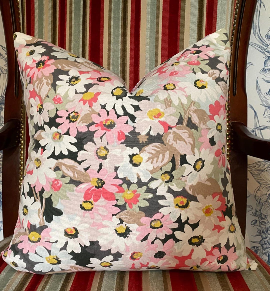 Cath Kidston PAINTED DAISY Pink Multi Cotton Cushion Cover 38cm Etsy UK