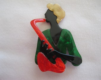 Saxophone Player Pin By French Designer Lea Stein