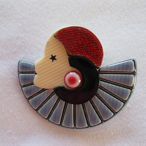 Collerette The Deco Lady Head Pin By French Designer Lea Stein