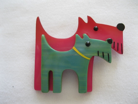 Double Scotty Terrier Dog Pin By French Designer