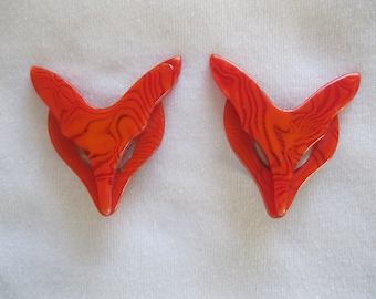 Pair Of Early Red Fox Earrings By French Designer Lea Stein