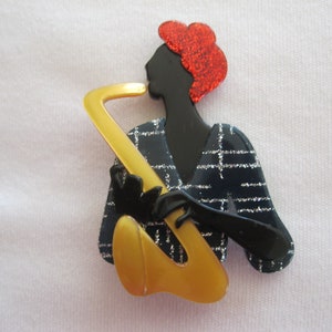 Saxophone Player Pin By French Designer Lea Stein