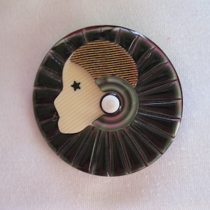 Collerette The Deco Lady Head Pin By French Designer Lea Stein