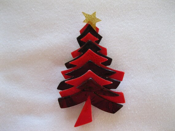 Christmas Tree Pin By French Designer Lea Stein - image 1