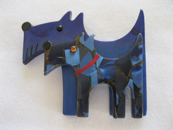 Double Scotty Terrier Dog Pin By French Designer
