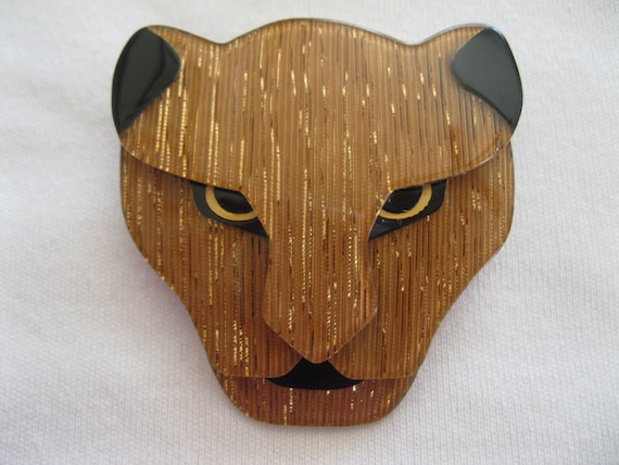 Puma The Jaguar Head Pin By French Designer Lea S… - image 1