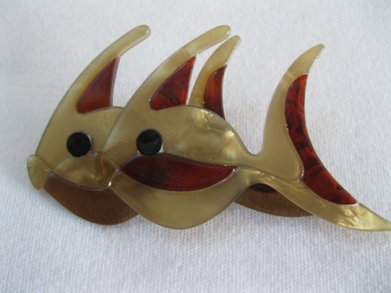 Pair Of Fish Pin By French Designer Lea Stein - image 1