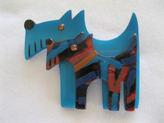 Double Scotty Terrier Dog Pin By French Designer