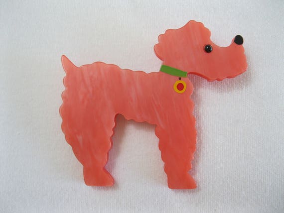 Pink French Poodle Dog Pin By French Designer Pav… - image 1