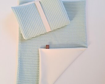 Wickelunterlage abwischbar, wasserundurchlässig, Waffelpique, helles altgrün, div. Größen