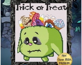 Trick or Treat Neopets Cross Stitch Downloadable PDF Pattern