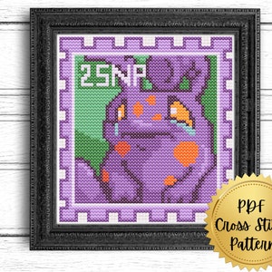 Purple Grundo Stamp -Neopets Cross Stitch Pattern