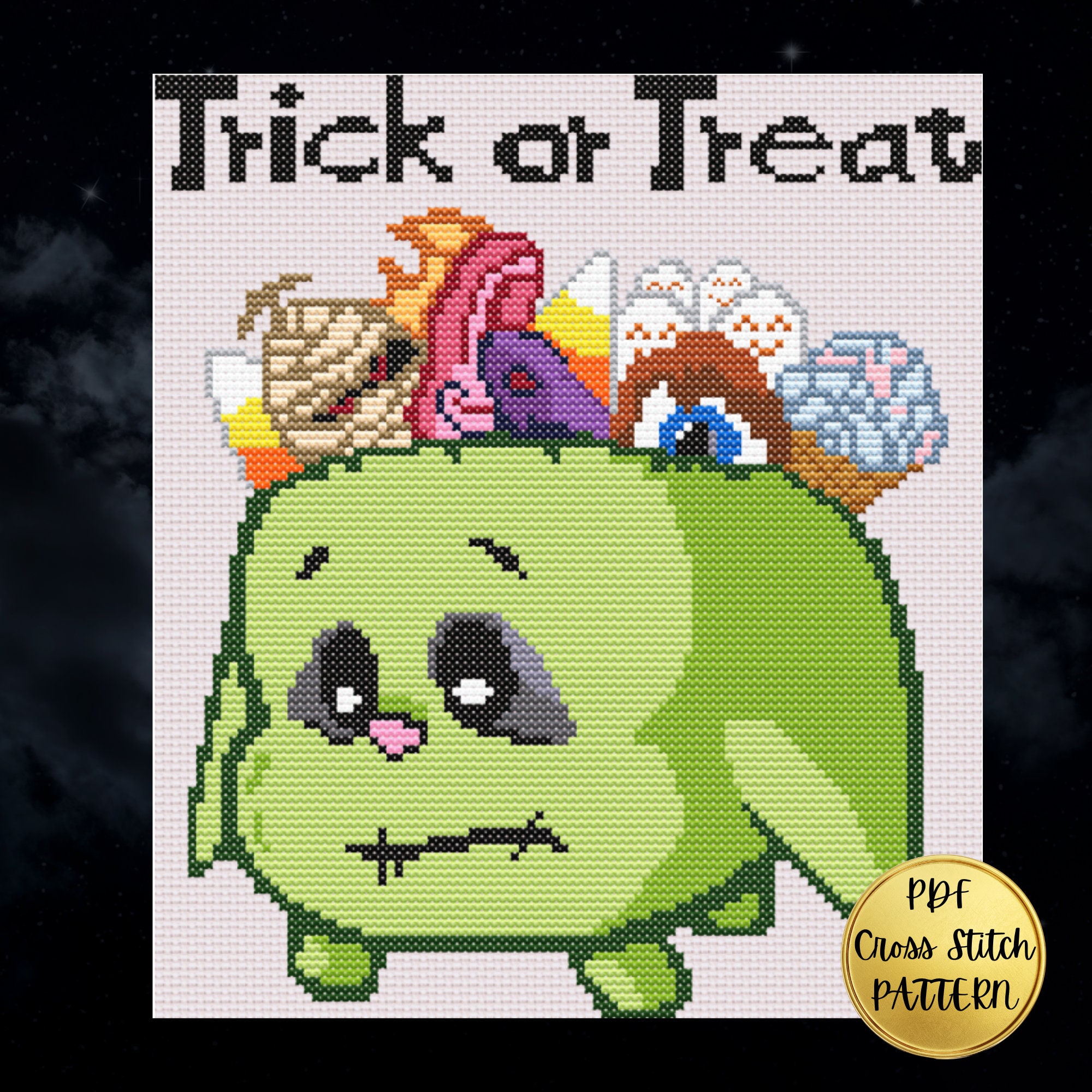 Trick or Treat Neopets Cross Stitch Downloadable PDF Pattern - Etsy