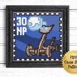 Snow Catapult Stamp Cross Stitch Pattern