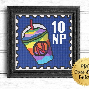 Rainbow Slushie Stamp Cross Stitch Pattern