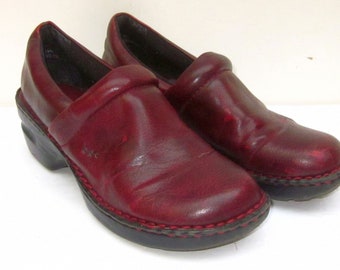 maroon clogs