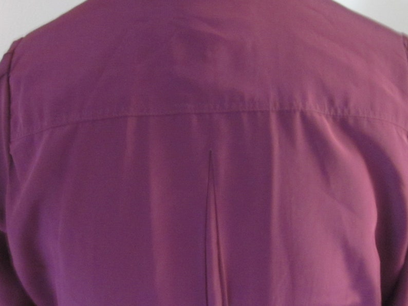 Retro SASSOON SHIRTWAIST DRESS 80/'s Rich Maroon Polyester Secretary Sophisticated Dress 34 Sleeves Front Tab Pockets Back Pleat Full Skirt