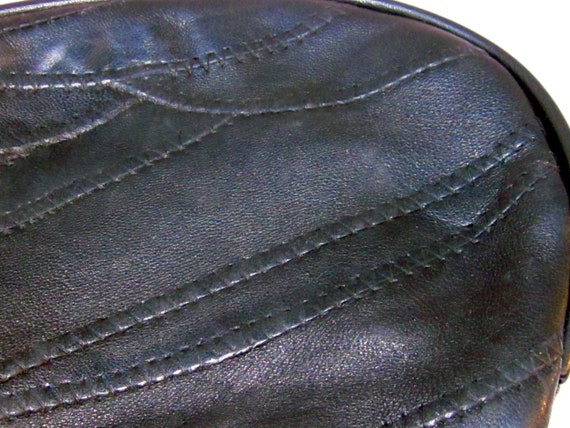 Supple BLACK LEATHER Top Stitched Black Top Grain… - image 4