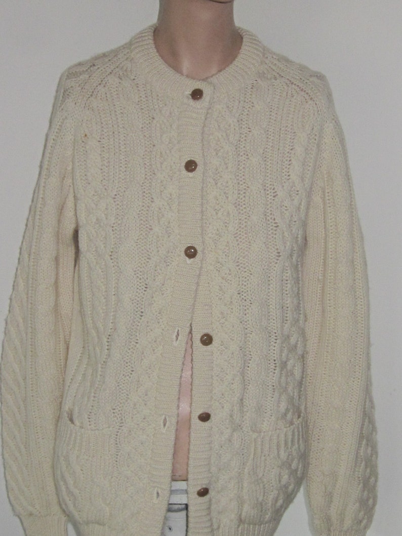 Vintage Irish Fisherman's CABLE KNIT Sweater-cream Vintage Women's Long ...