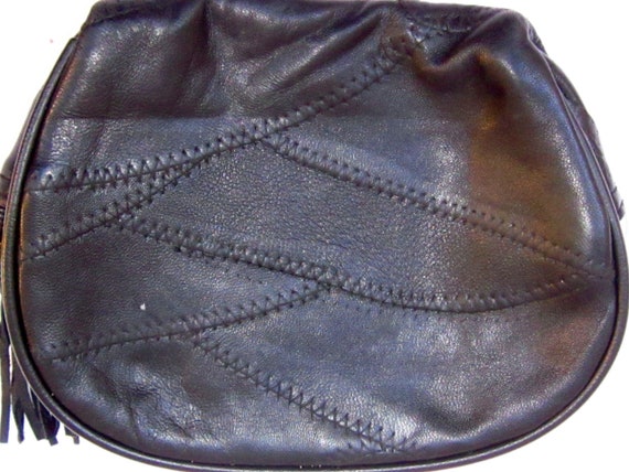 Supple BLACK LEATHER Top Stitched Black Top Grain… - image 3