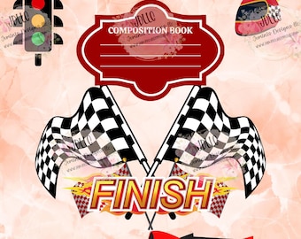 Race Cars composition cover PNG, Canva 5 Editable composition cover design 5 design/editable notebook cover/Cars/Racecars notebook cover