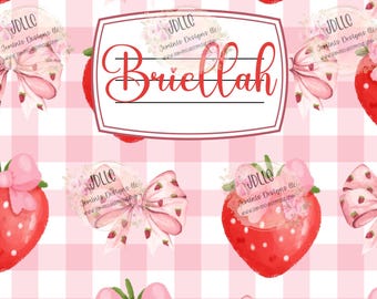 Strawberry bow composition cover PNG, Canva Editable composition cover design One design/editable notebook cover/ strawberry bow design