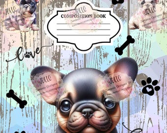 Dogs Composition Notebook PNG digital file 4 editable template/ Canva Editable template- Dogs, bundle/Dog composition PNG file,