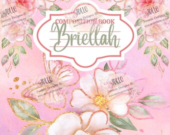 Floral Composition Notebook PNG digital file 5 editable template bundle.  Canva Editable template- Flower designs can be personalized.