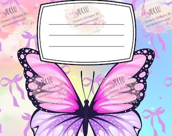 Butterfly Composition Notebook PNG digital file 5 editable template/ Canva Editable template- Butterfly designs, editable digital file