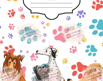 Teen Girls Composition Notebook PNG digital file 5 editable template/ Canva Editable template- Dogs, Cats, Panda & Highland cow- Girl Bundle