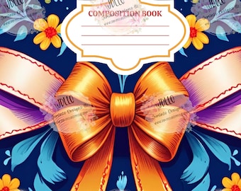 Rain bows Composition Notebook PNG digital file 5 editable template/ Canva Editable template- Rainbow and bow designs, editable digital file