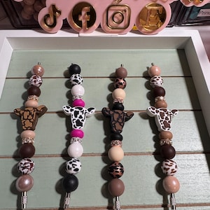 Cow Tumbler charm accessory, tumbler cow bead charm, beaded tumbler charm, tumbler handle charm, western tumbler cup charm