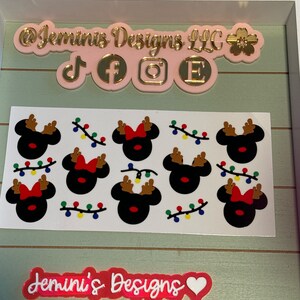 UV DTF  Ready to press|  Mouse ears, reindeer Girl mouse ears lights | uvdtf wrap | Permanent decal | No heat needed | Waterproof