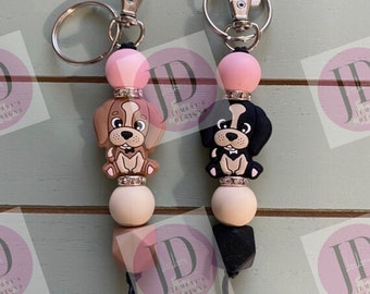 Ready to Ship Adorable puppy beaded Keychain/beaded mini Keychain & dog/dangle Keychain/puppy keychain