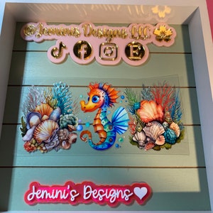 UV DTF 16 oz Glass can Ready to Apply| Seahorse underwater uvdtf wrap | Permanent decal | No heat needed | Waterproof material