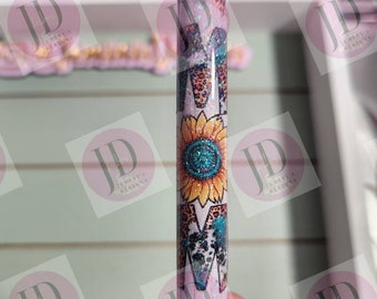 Sunflower leopard turquoise Mom Glitter pen, pen wrap with Lots of sparkle.   Gorgeous glitter pen