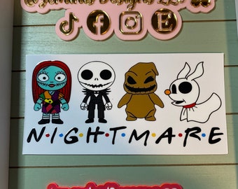UV DTF 16 oz Glass can Ready to press|  Halloween  nightmare  | uvdtf wrap | Permanent decal | No heat needed | Waterproof